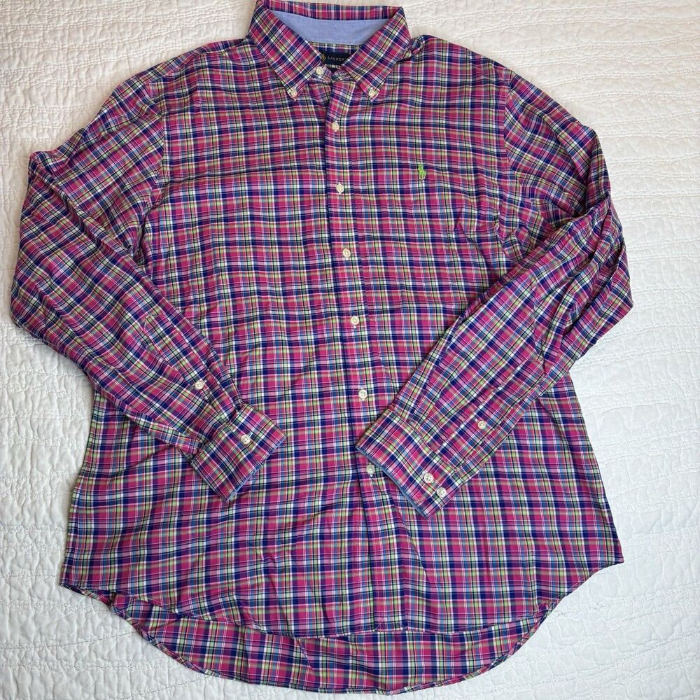 Polo Ralph Lauren mens plaid long sleeve cotton‎ shirt Sz XL preppy classic pony